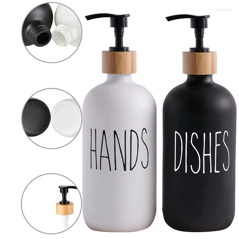 Liquid Soap Dispenser 500ML 2PCS Hand Dish Set Refillable PET Plastic Bottle Shampoo Shower Gel Lotion Empty Container Bathroom