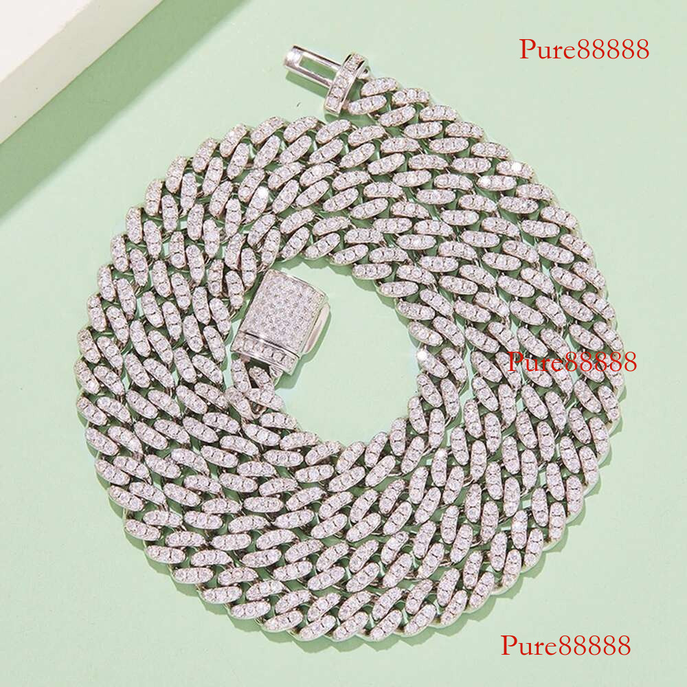WUIHA Hip Hop Rock White Gold Sterg Sier GRA Pass Test Dia VVS1 Moissanite Cuban Necklaces 25-100g DropShipping