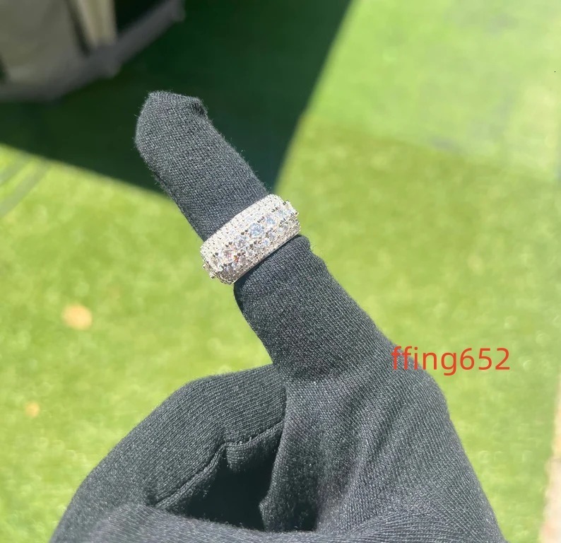 Moissanite Iced Out 5 Row Ring 925 Sterling Silver VVS Moissanite Diamond Ring Customized Jewelry Engagement Ring Gift for Her