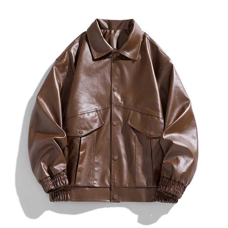 New Senior Emotional Couple Loose Leather Motorcycle Clothing Men Hip Hop Europe The United States Street Coat Leather JacketT250311