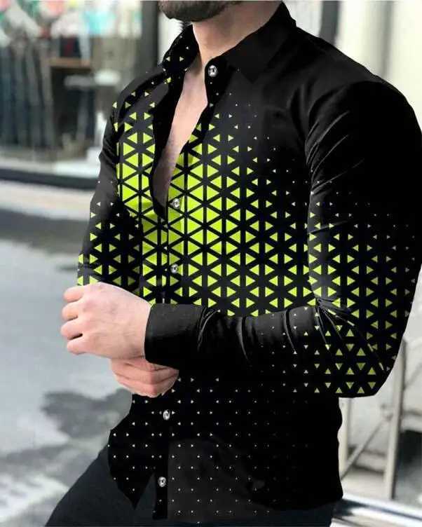 Comfortable 2024 new mens party shirt luxury social mens shirt collar button up shirt casual plain gold long sleeved shirt W250312