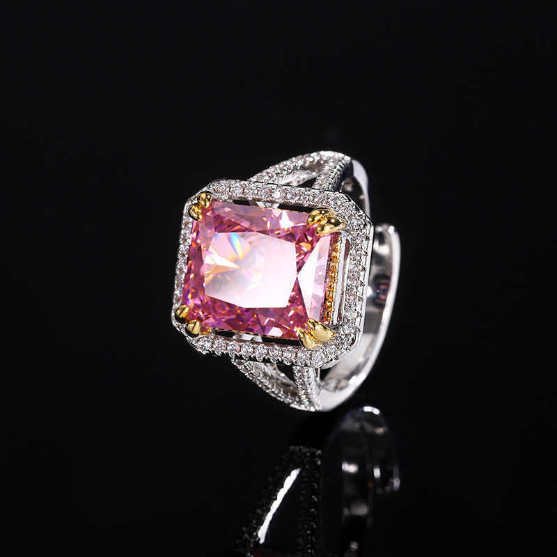2024 New Zhuangsheng High Carbon Diamond Ice Flower Cutting Deep Pink Diamond Copper Inlaid Fashion Set 10 * 14-10 * 12 W250312
