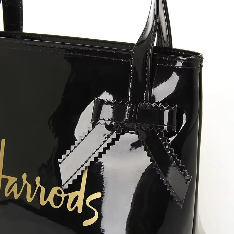 MABULA PVC Waterproof Shopper Bowknot Tote Bag Ladies Shoulder Shopping Handbags Eco Friendly Female Casual Tote Messenger Bag 250305