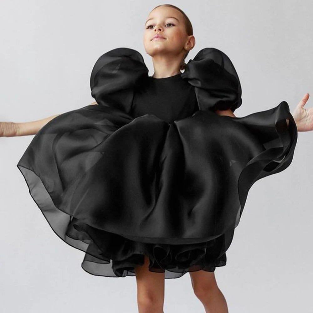 Fashion Girl White Princess Dress Tulle Puff Sleeve Wedding Party Kids Dresses for Girls Birthday Child Clothes Bridesmaid Gown 250311