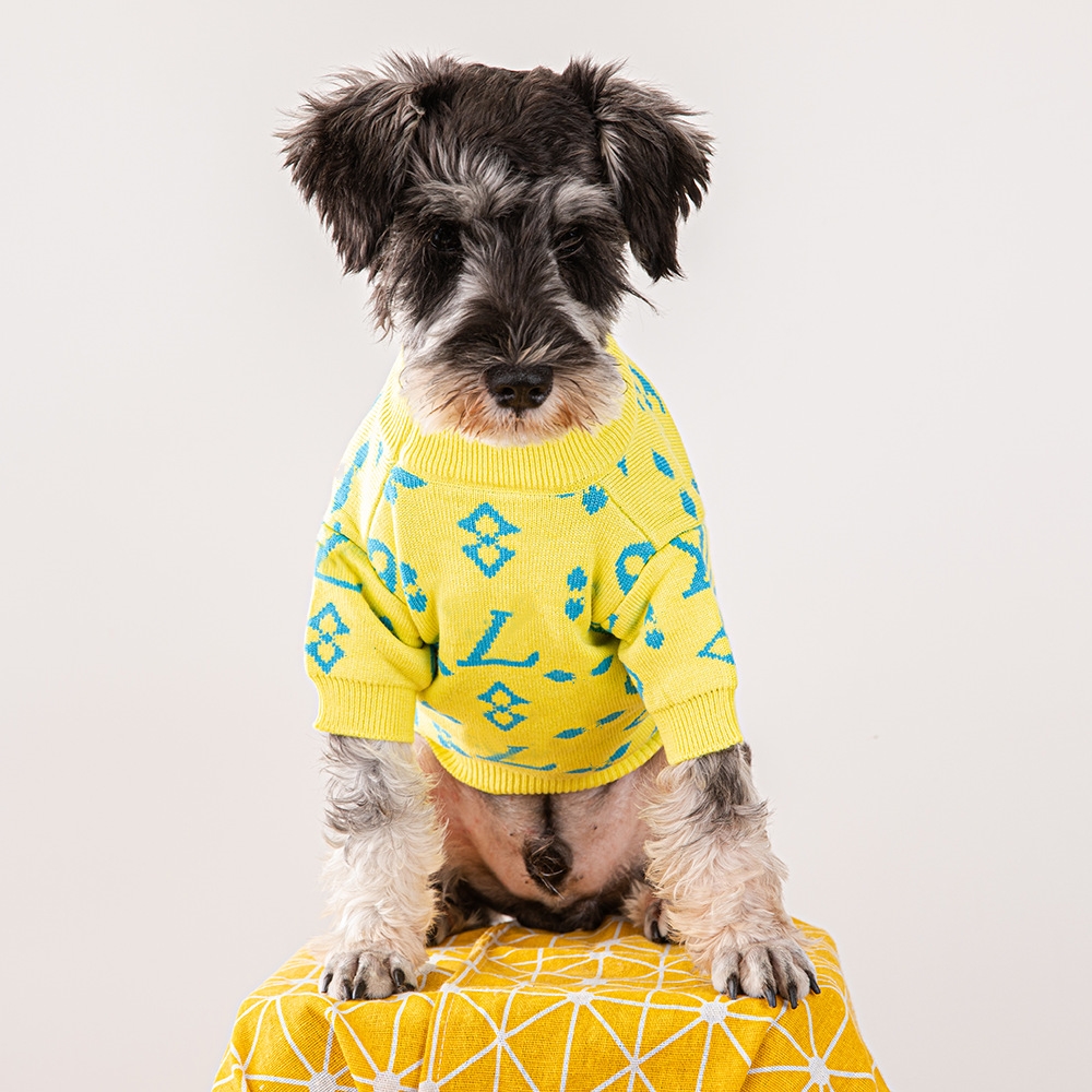 Designer Dog Clothes Luxury Dog Apparel Winter Warm Pet Sweaters Knitted Turtleneck Cold Weather Pets Coats Puppy Cat Pullover Clothing for Small Dog 