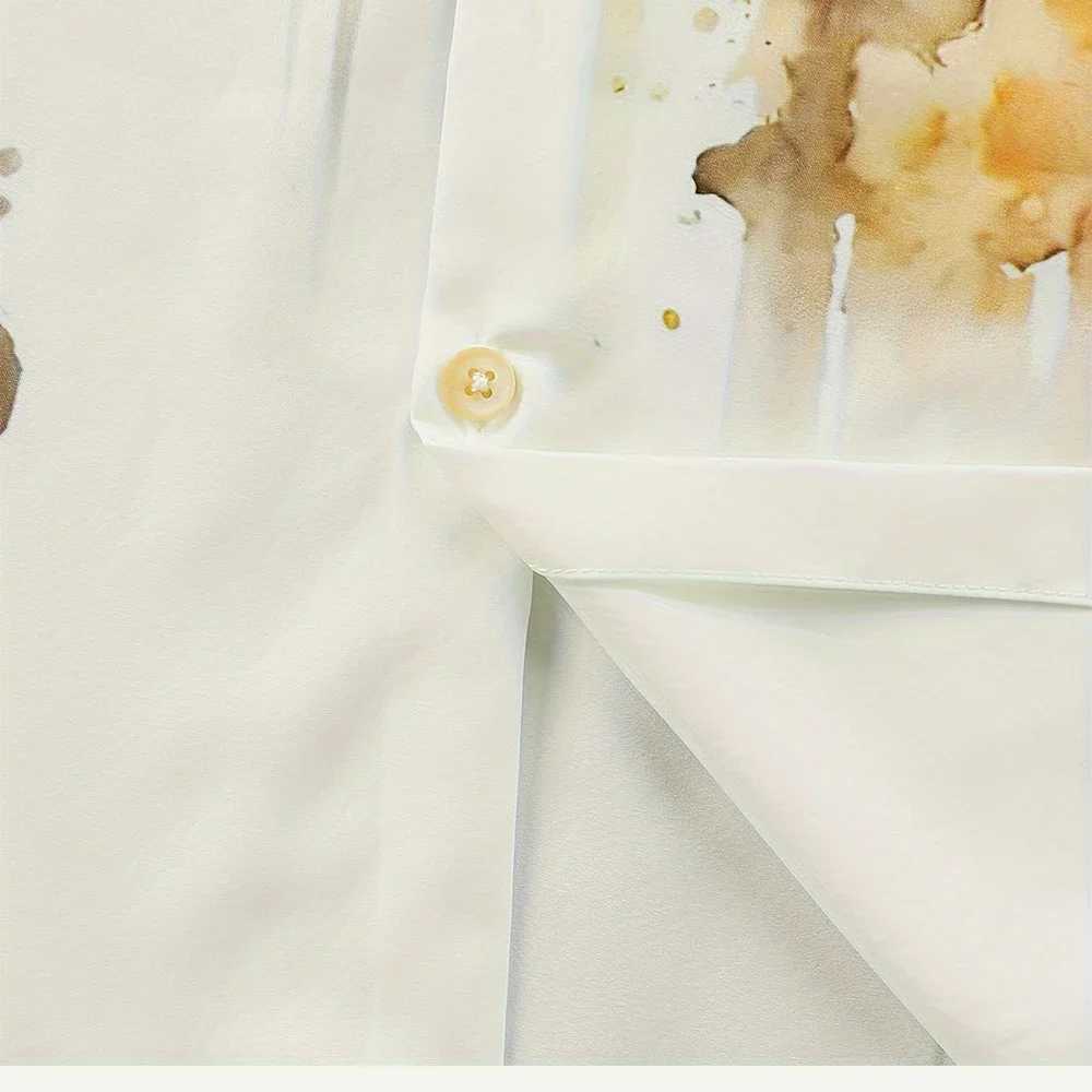 Painting tiger pattern mens retro short sleeved button down sweater summer holiday mens oversized shirt mens casual wear W250312