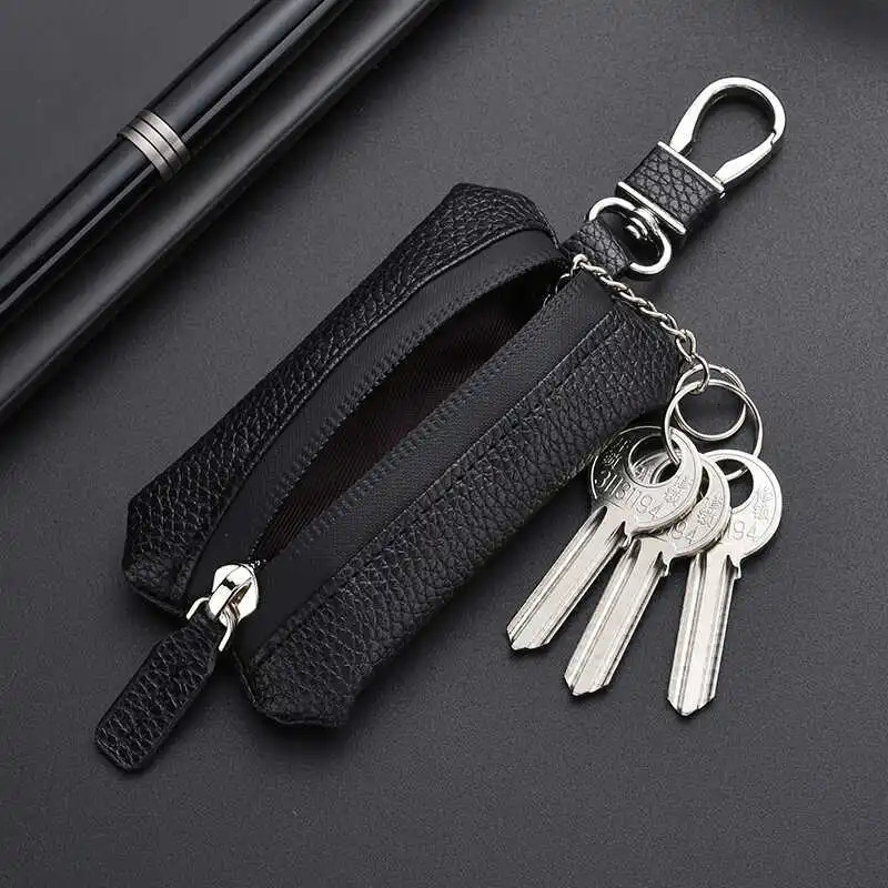 Unisex PU Leather Key Case for Car Key Wallet Pocket Key Holder Organizer Pouch Key Organizer Large Capacity Zipper Key Bag 250311
