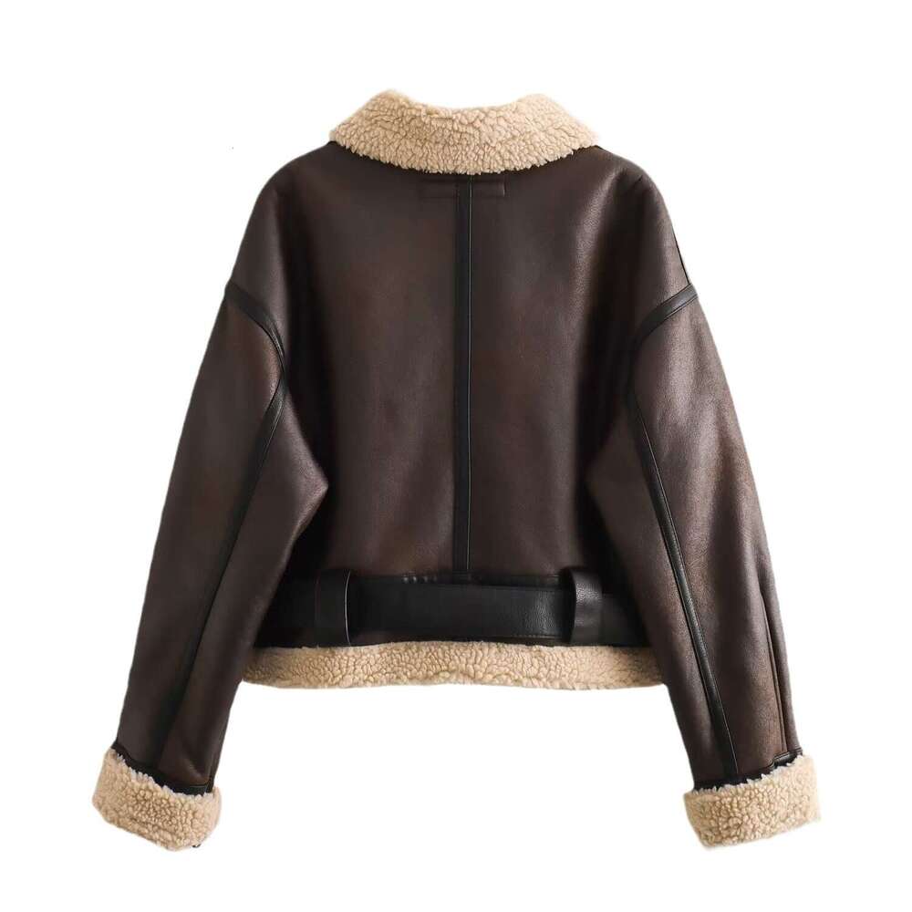 2023 Autumn And Winter New Y2k Women's Fur Integrated Motorcycle Style Short Jacket