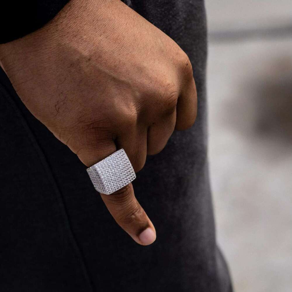 Hip hop moissanite all ice men's fashion statement champion party ring for sale at the most favorable price