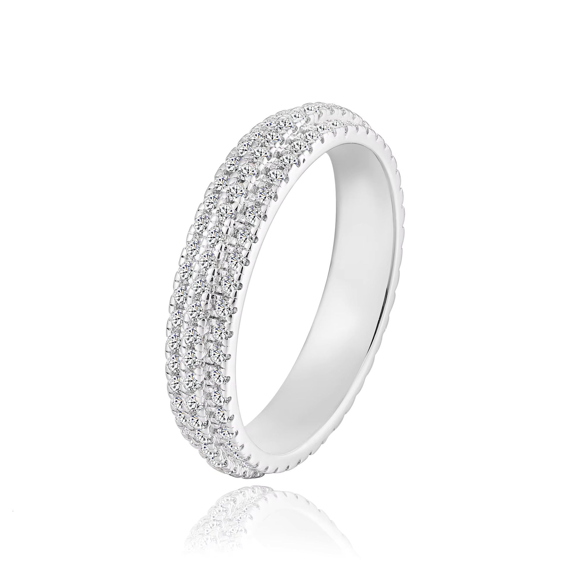 Classic Silver Plated Brass Moissanite Rings for Various Occasions Including Parties and Dates for Anniversary Gifts