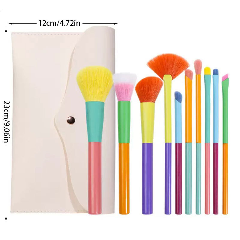 Hourglass makeup brush set portable 10 pieces high-quality soft fiber hairleather material brush bag 240930