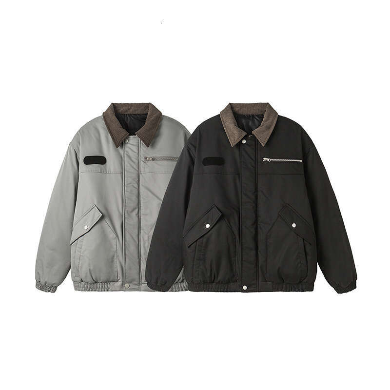 QUELLA STRADA Winter New American Workwear Trend Unisex Clothing Loose Collar Cotton Jacket