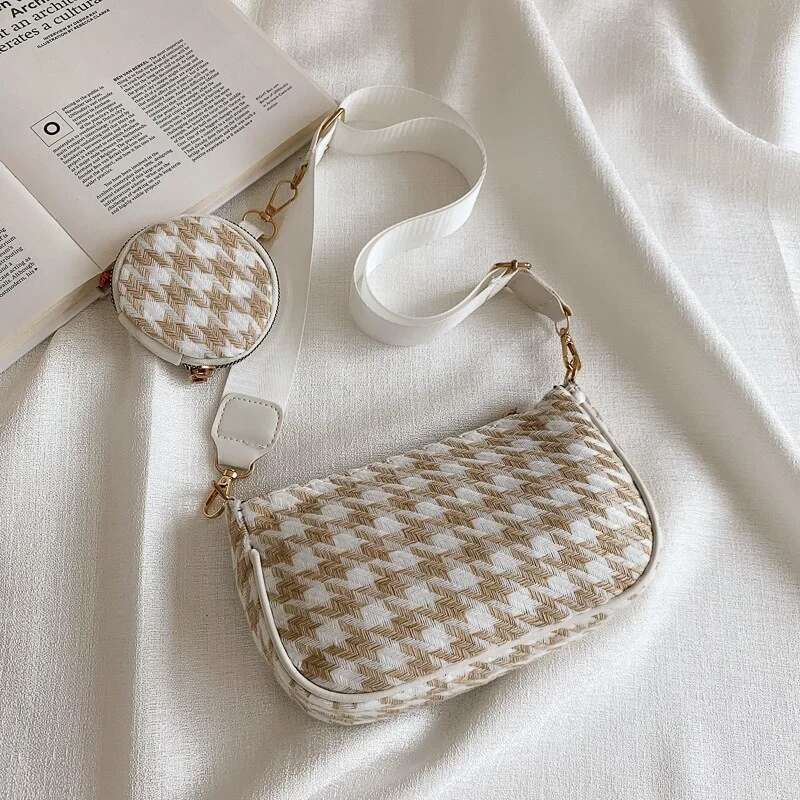 Women s Retro Checkered Printed Single Shoulder Mini Round Wallet Pendant Designer Women s Fashion Crossbody Bag Casual Mother And Child Handbag Stora