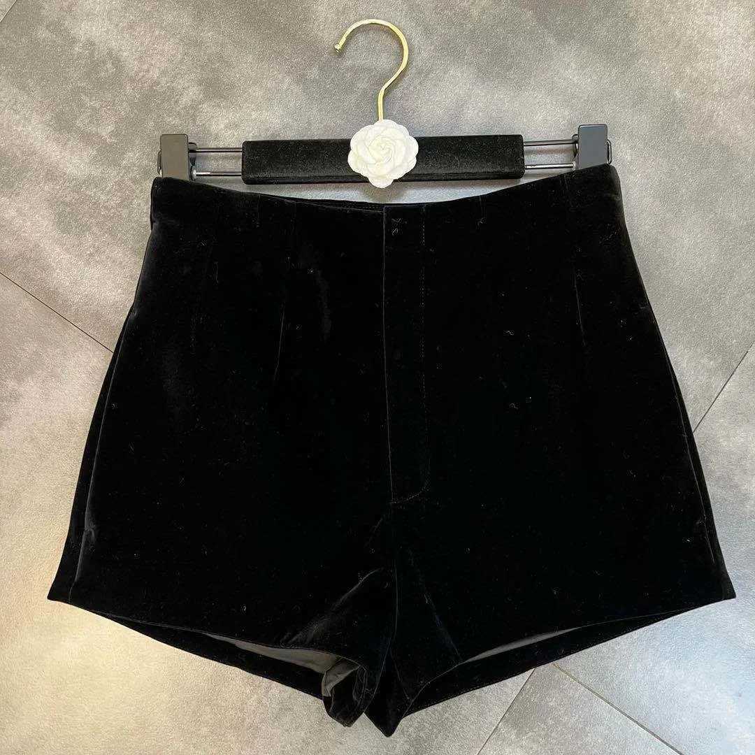 Black velvet womens coat high A summer pants womens shorts X250312
