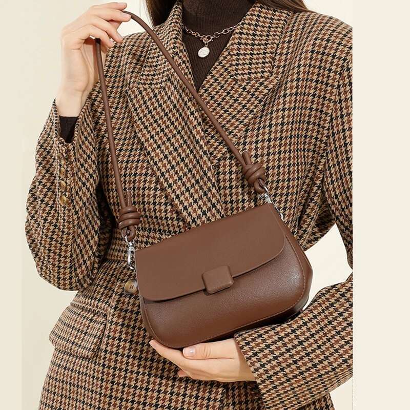 Hifashion Vintage Genuine Leather Underarm Small Shoulder Bags For Women 2025 Trend Designer Saddle Crossbody Ladies Handbags