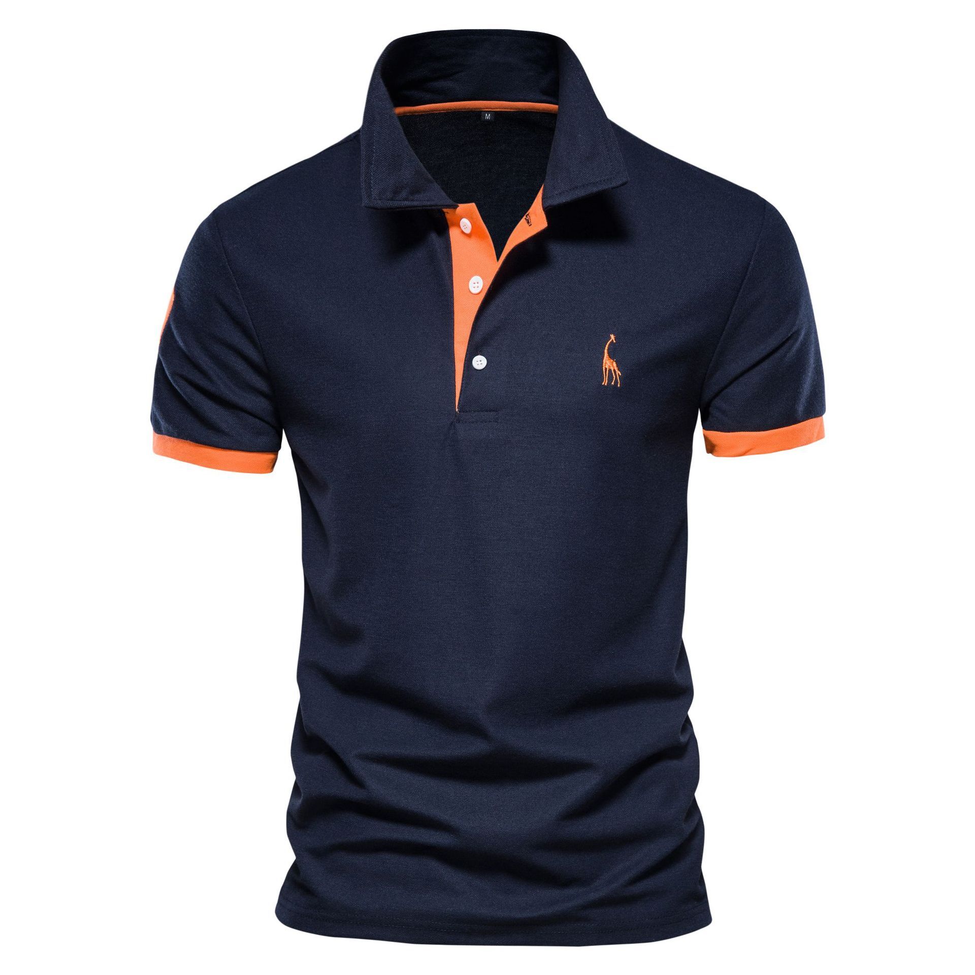 tracksuit Men's embroidered polo shirt deer embroidery, short sleeved with vermilion mesh collar, men's T-shirt