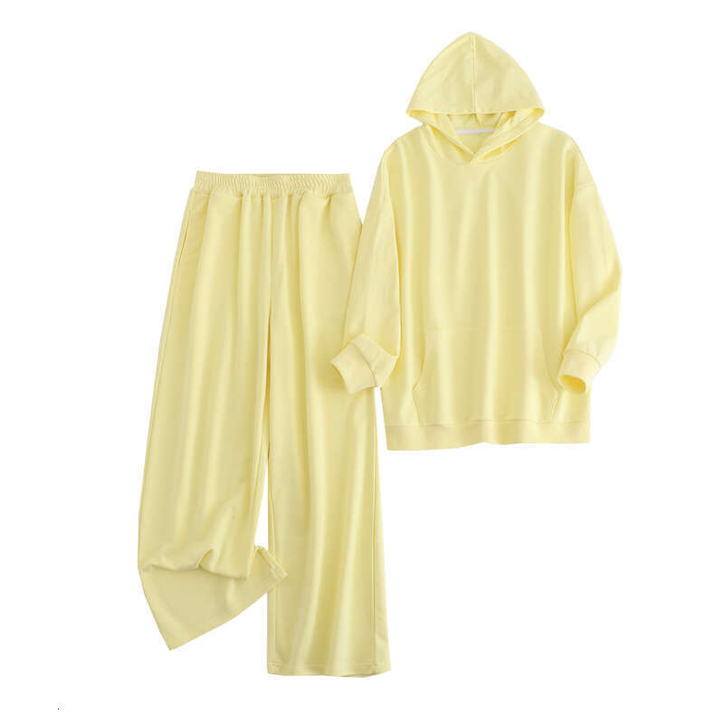 2023 Autumn New Y2k Fashion Sports Lazy Style Loose Hoodie Wide Leg Pants Set