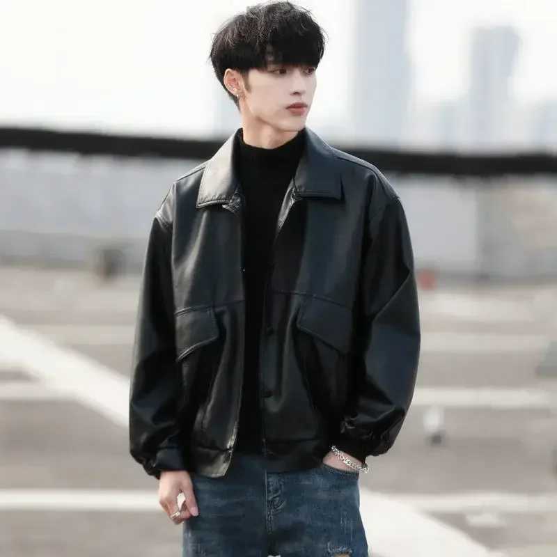 Mens Bomber Jackets Leather Spring Autumn Baseball Male Coats Korean Reviews Many High Quality Cheap Sale Original Brands Y2kT250311
