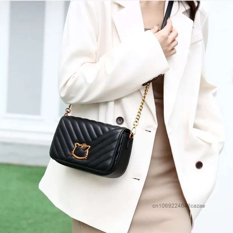 Kaiti Cat High quality Leather Women s Handbag Fashion Designer Crossbody Bag 2025 Simple Trend Multifunctional Chain Casual Wallet Storage Bag