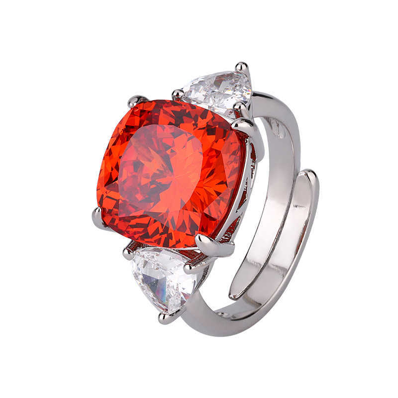 Zhuang Shengsheng Copper Bottom Gold Plated Simulated Birds Nest Cut Orange Red Temperament Set Main Stone 2 * 12 W250312