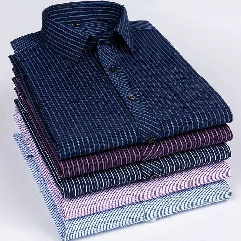 Endland elegant designer cotton mens long sleeved shirt slim fit formal plain shirt plain top single pocket shirt W250312