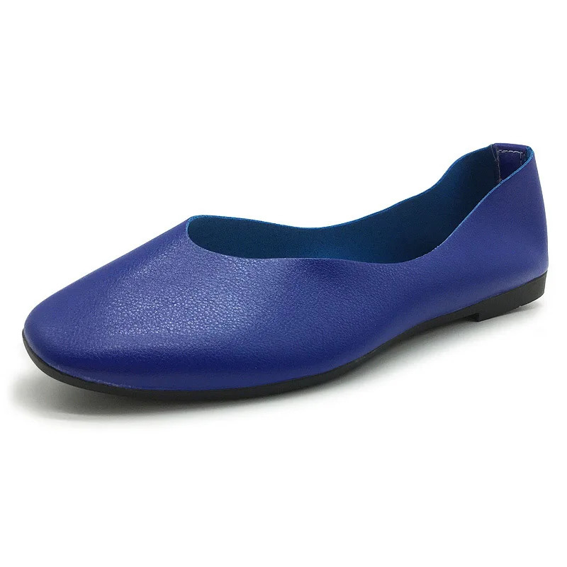 Spring Summer Shoes Woman Soft PU Leather Shallow Mouth Slip On Women Shoes Plus Size Solid Women Flats WSH2442 250305