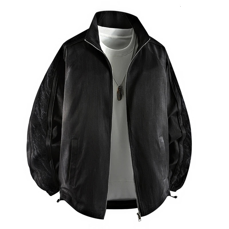 Spring Autumn Mens Windbreaker Jackets Korean Fashion Windproof Outdoor Stripe Side Stand Collar Loose Coat Big Size 8XL 250312