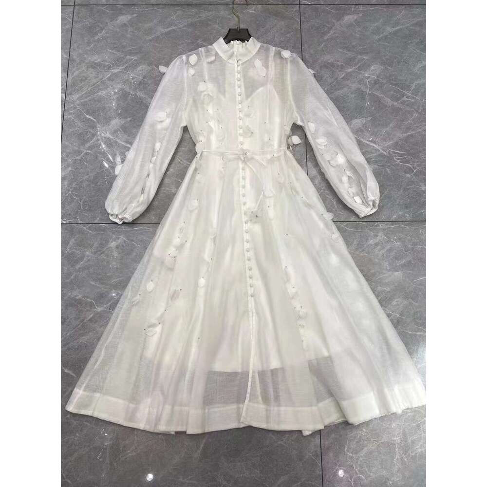 New Autumn And Winter Printed Single Breasted Loose Dress With Women's Lace Up Holiday Style Long Skirt