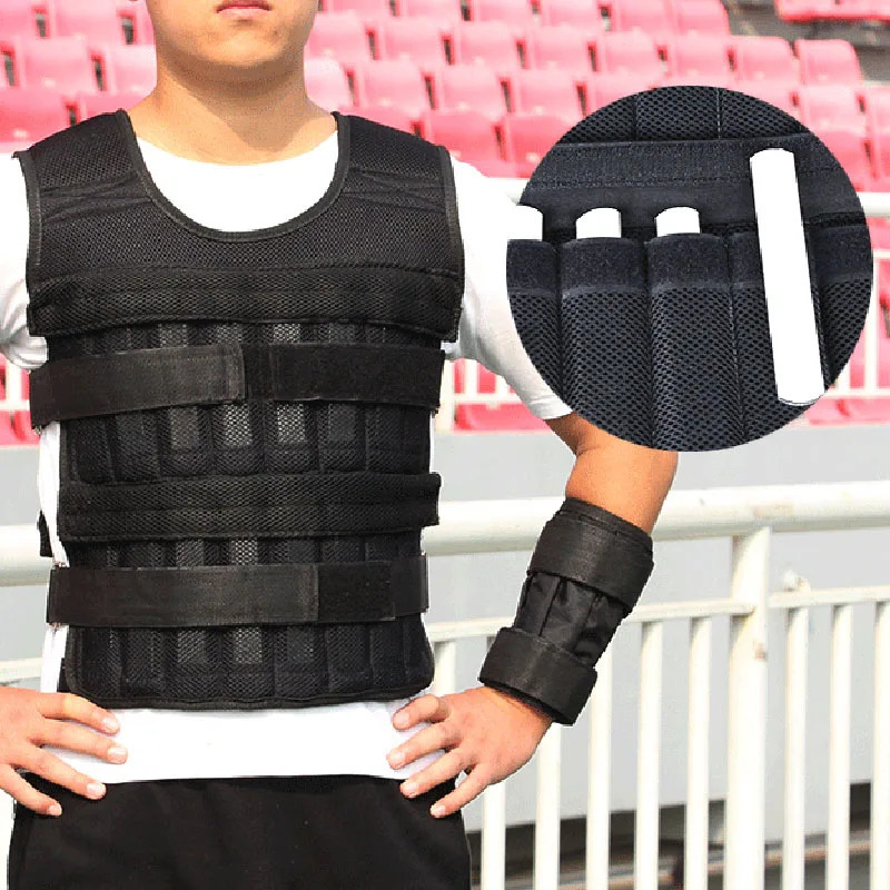 20kg Weighted Vest Adjustable Loading Weight Jacket Exercise Weightloading Gym Equipment Boxing Training Waistcoat Fitness Vest 250312