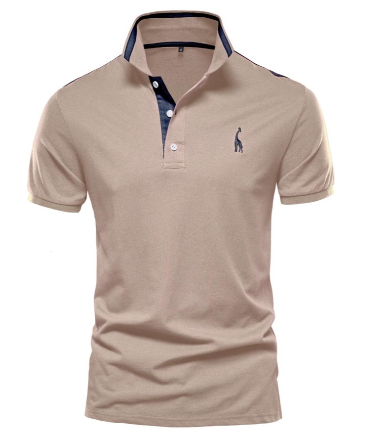 2025 New European Polo Collar Panel Golf t shirt Men's Contrast Embroidery Short Sleeve tracksuit