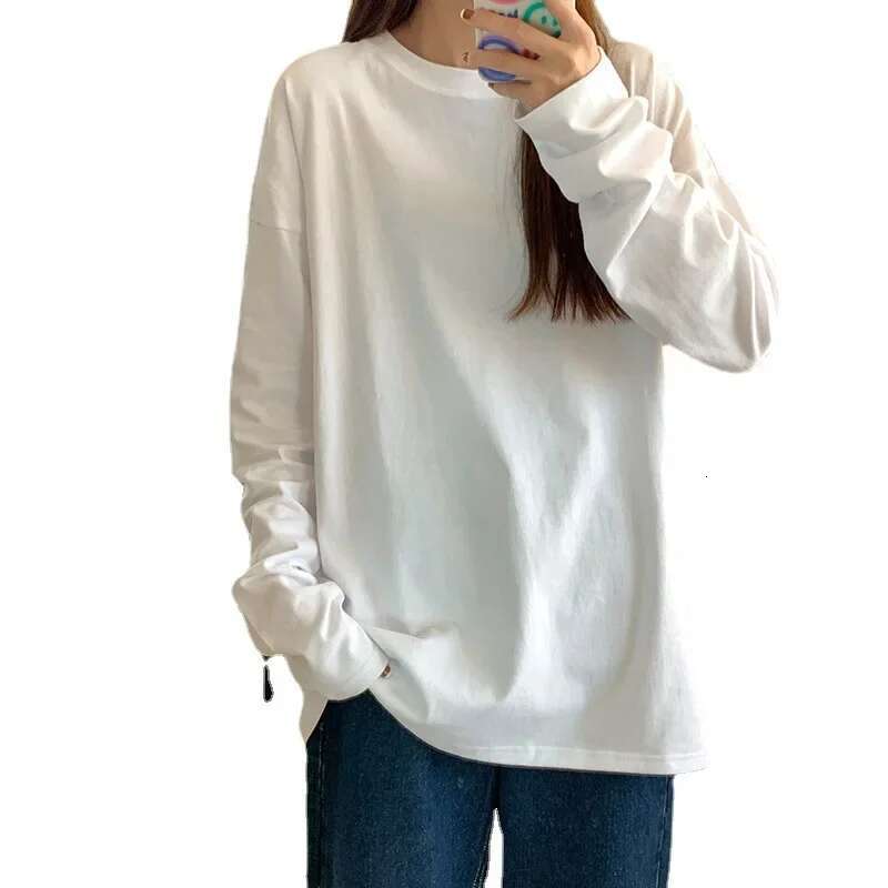 Student Top White T Autumn Long Sleeve T-Shirt Female Loose Ins