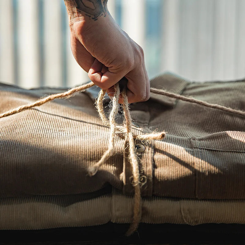 Maden Mens Shirt Casual Corduroy Long Sleeve Shirts Slim Fit Overcoat Spring Fleece Jacket Clothing Retro Fashion Blouses 250312