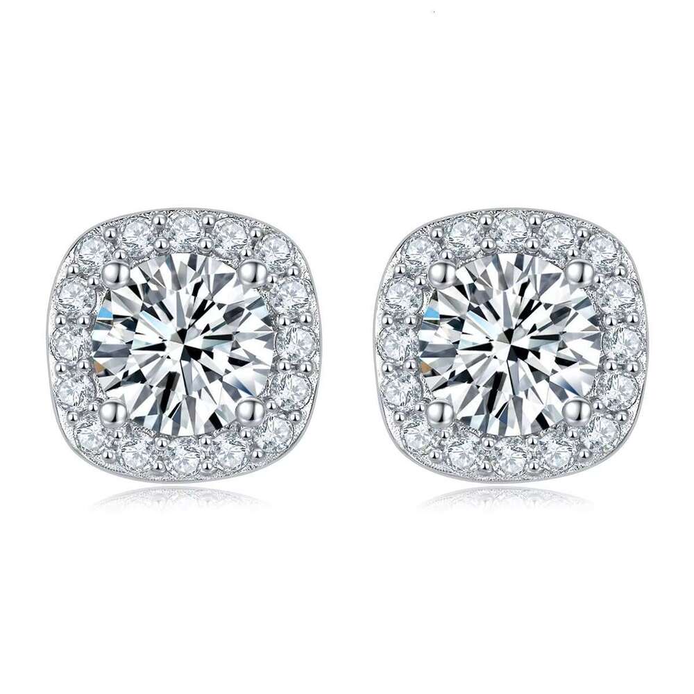 De 0.5ct 1ct D color chilled square sterg sier hip-hop female VVS moissanite earrings