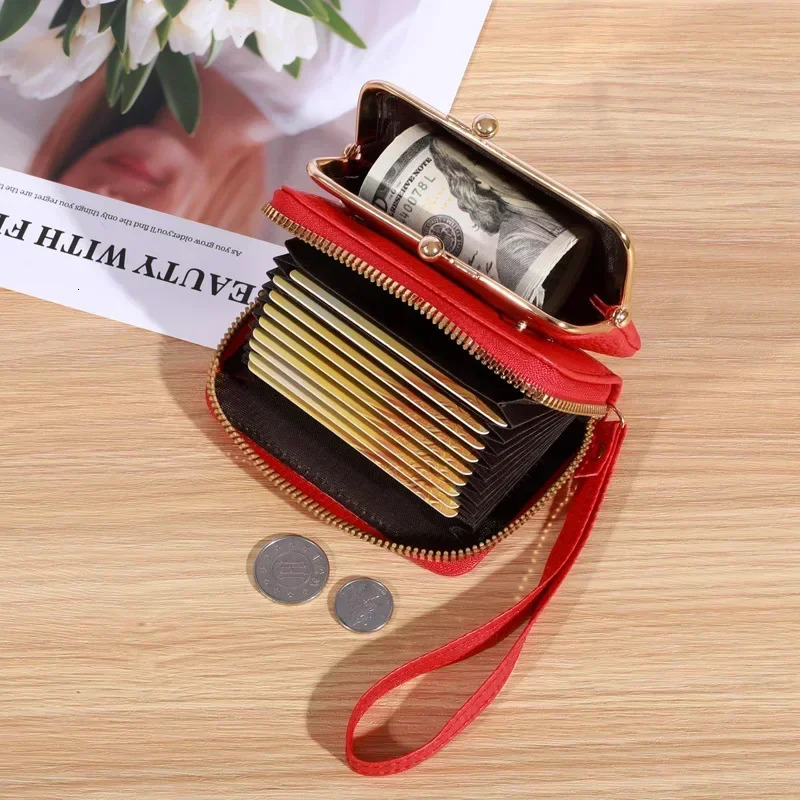 Fashion Womens Wallet Wrist Strap Short Coin Purse Trend Coin Clip Bag Female Elegant Multifunctional Card Bag 250311