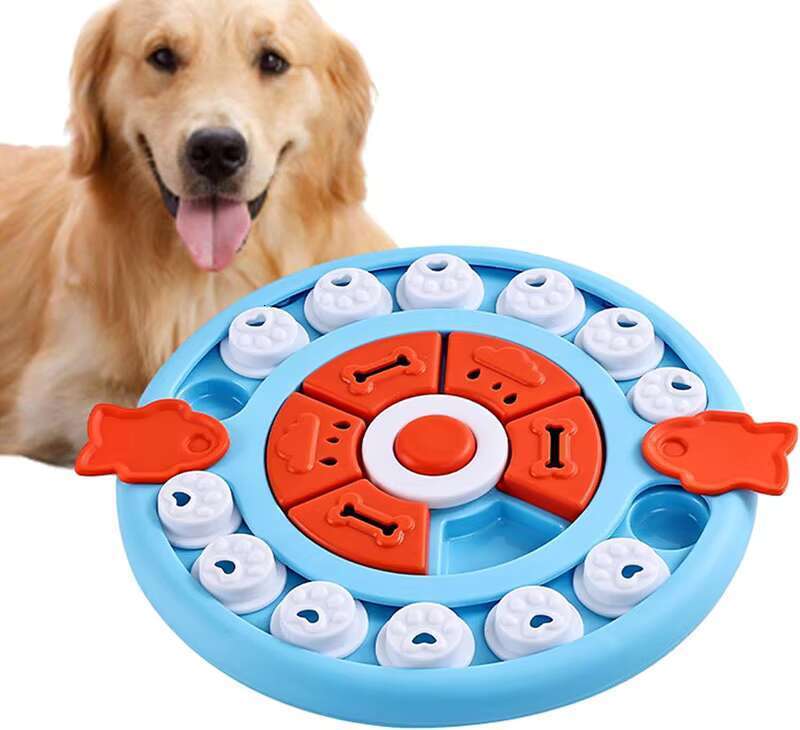DHpet Interactive Dog for IQ Training & Mental Stimulating Dogs Enrichment Toys Treat Puzzle Dispensing Slow Feeder with Squeak Design