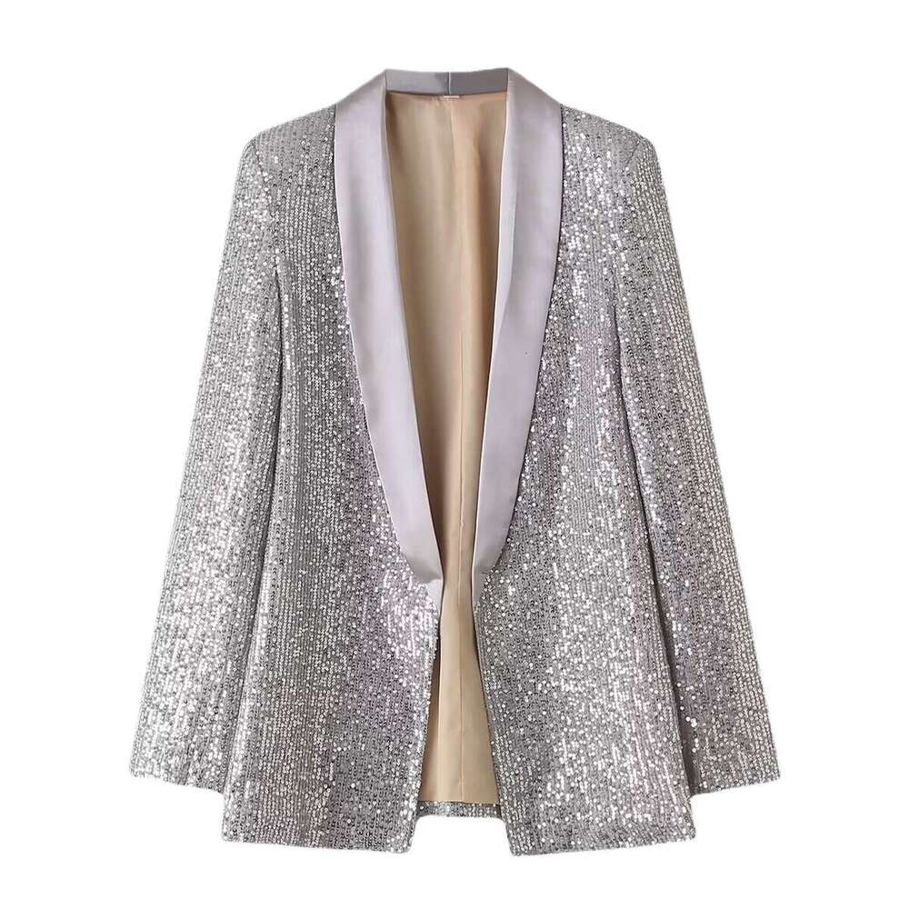 Y2k2024 Spring New Fashionable Street Loose Cardigan Shining Suit Coat B1281