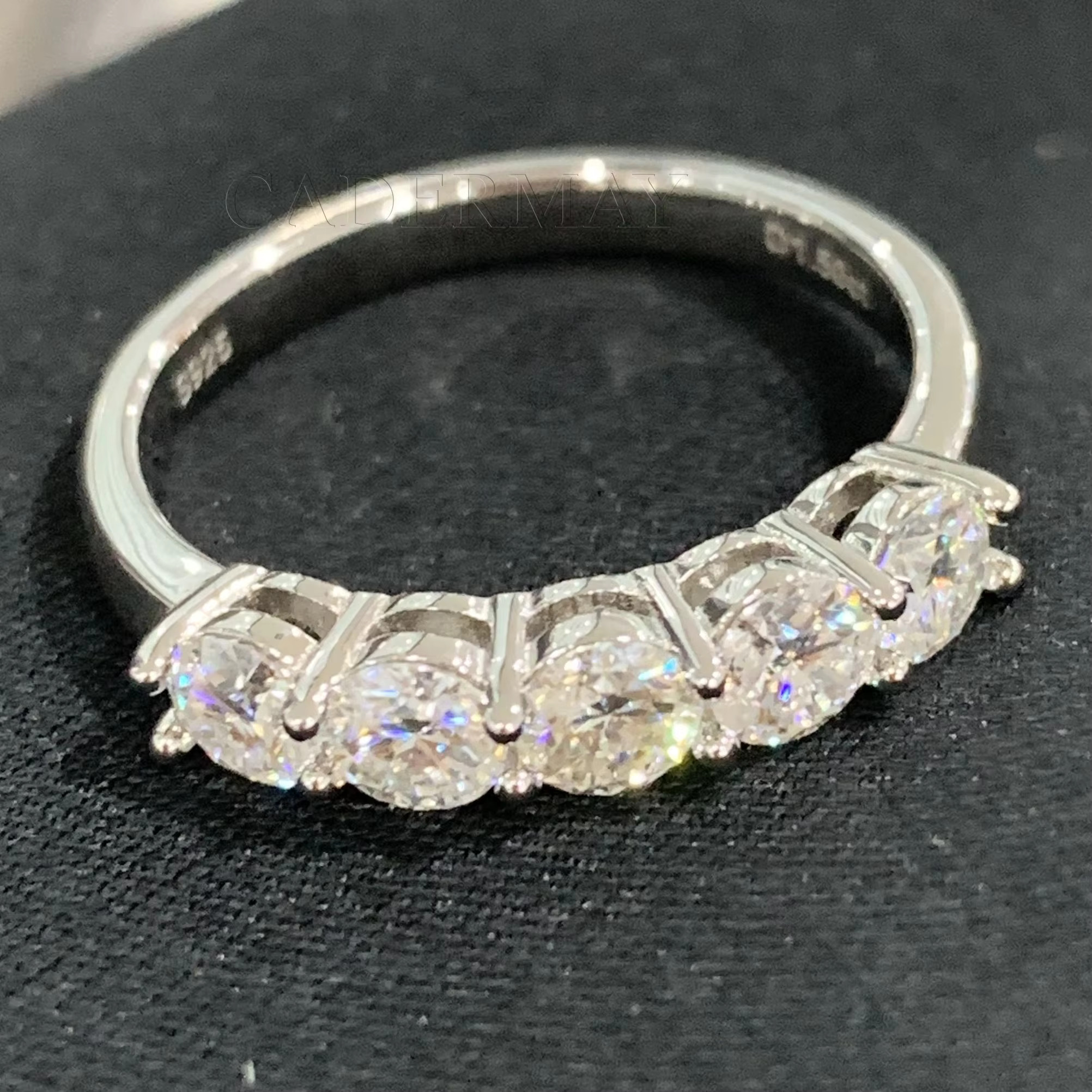 D VVS Round Moissanite Wedding Eternity Ring Band 5pcs 4mm Silver925 Wholesale Price Fashion Jewelry Ready to Ship