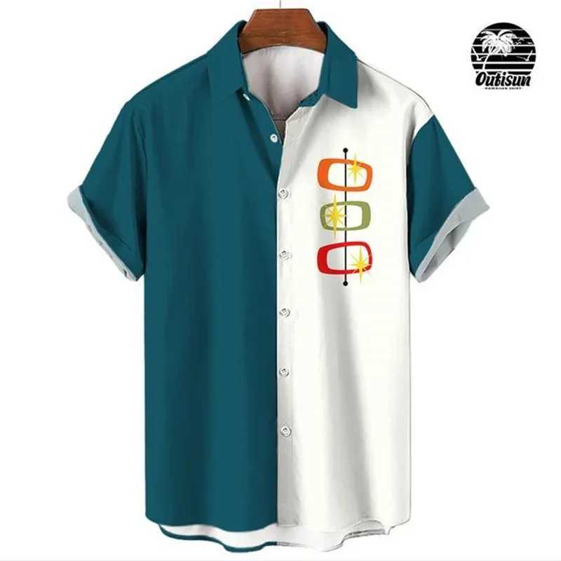 Mens striped eleGant shirt with colorful printed idol clothing long robe short sLeeved shirt casual social cufflinks oversized fashionable shirt W2503