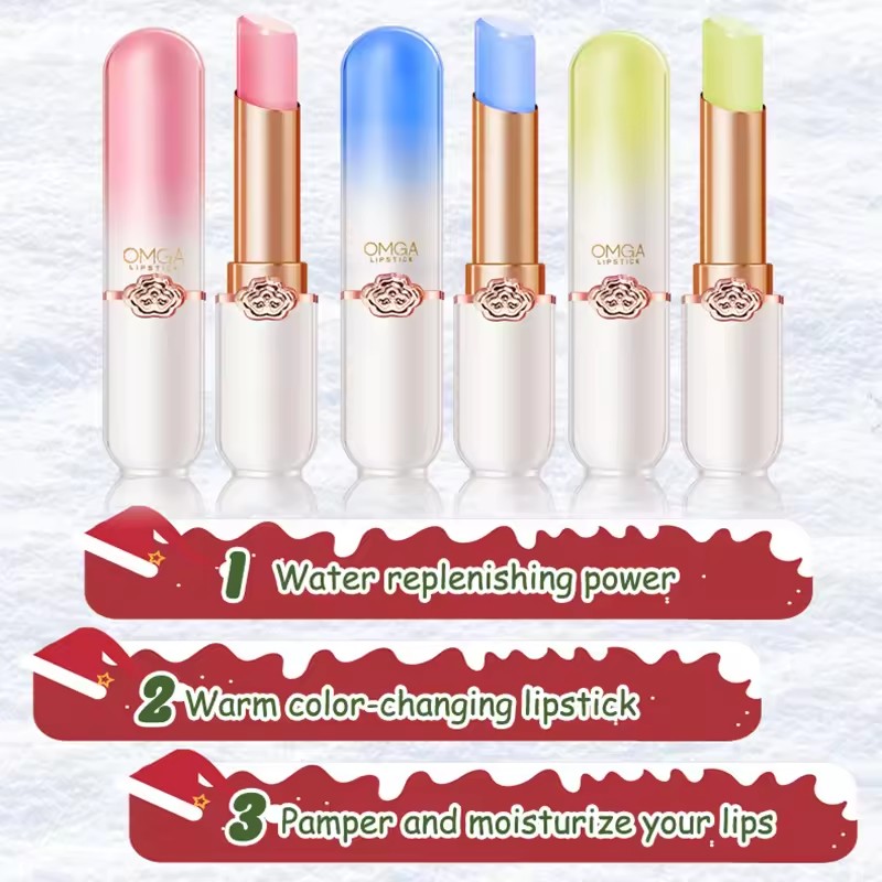 Peach Color Lip Balm Crystal Temperature Change Lipstick Girl Moisturizing Long-Lasting Lip Gloss Makeup Lip Care Repair Cosmetic