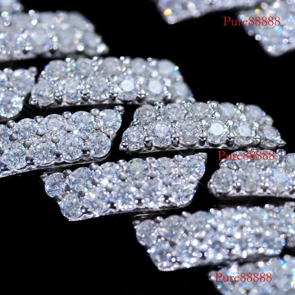 S & VVS Moissanite 10MM Prong Cuban k Chain Sterg Sier Pass Test Lab Dia Necklace Valentine's Day Gift For Him
