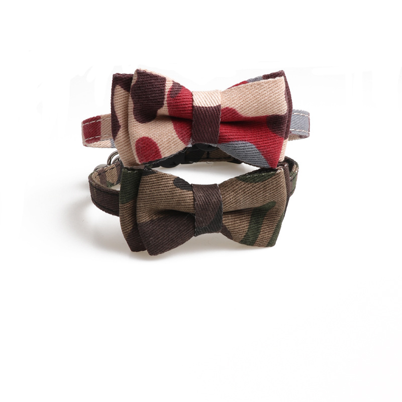 Fashion Cat Collars with Bow and Bell,Camouflage Pattern Series Cat Collars,Breakaway Adjustable Cat Bow Tie Collars,Cute Bell Tie Suitable for Kitten