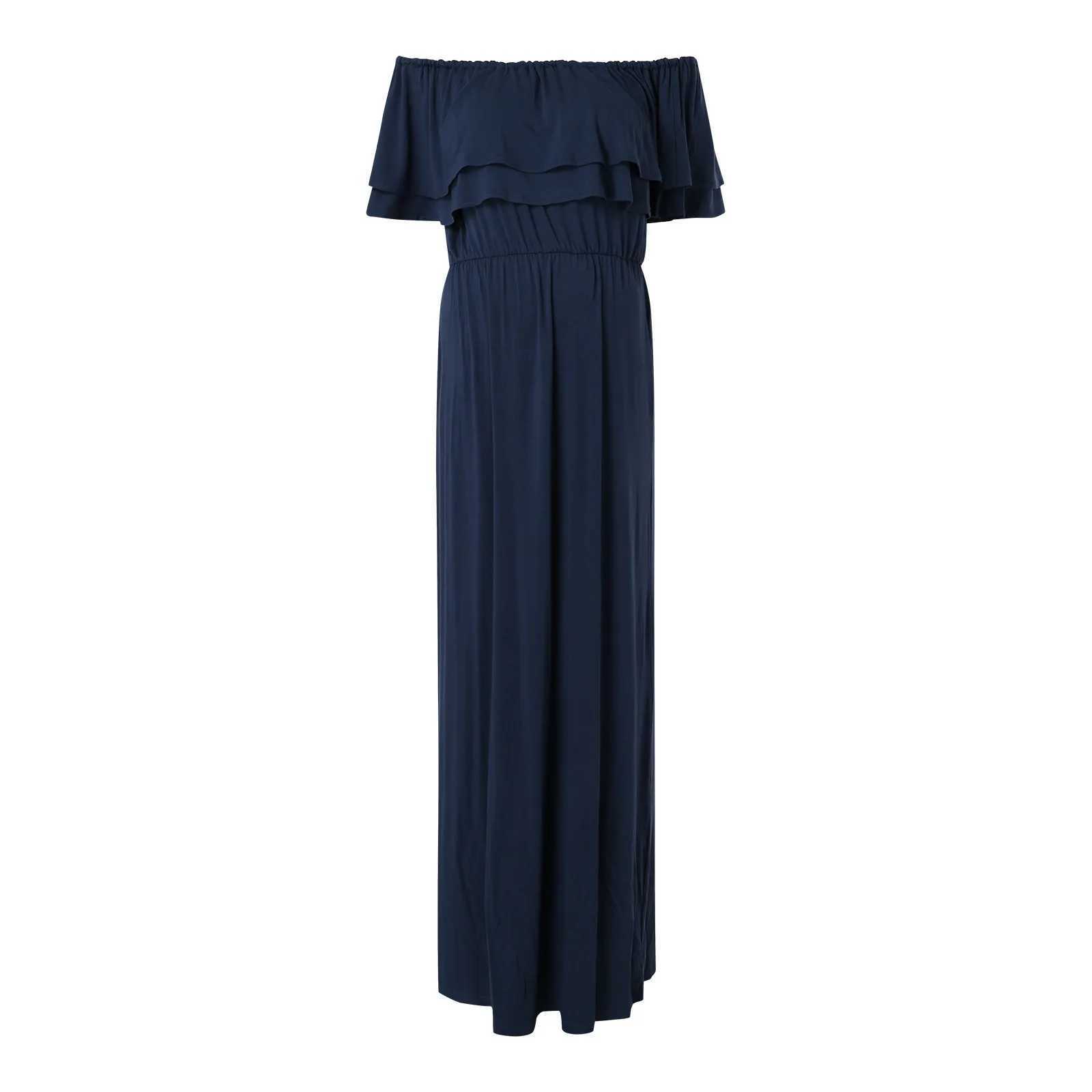 Plus Size Frilly Dress Womens Maternity Pregnant Casual Sleeveless Soild One Shoudler Nursed Maternity Clothes Women DressesT250311
