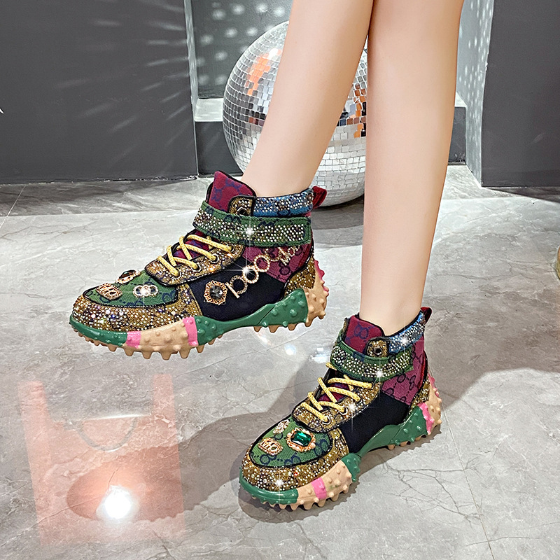 Ladies' Designer Water Diamond Durian Shoes 2025 Spring And Summer New Trend Fashionable Casual Sports Breathable Single Shoes For Women