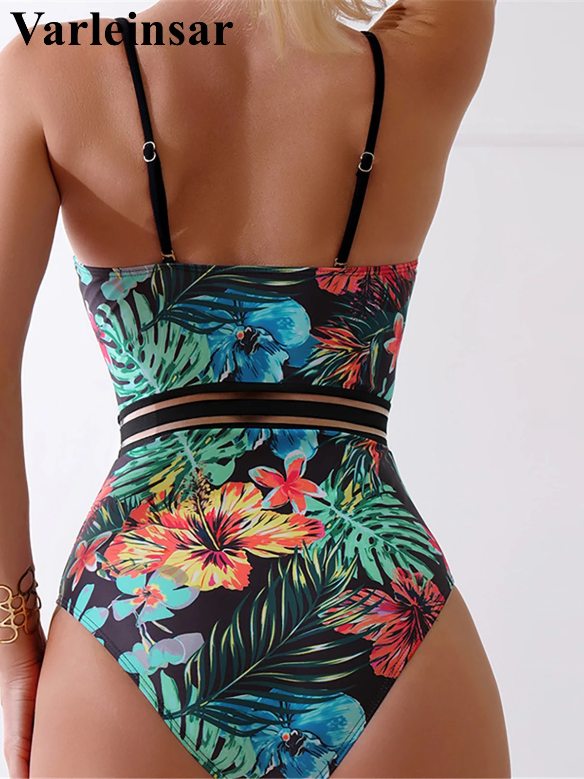SXL Leaves Printed Underwear Chest Cup Womens Swimsuit One Piece Monokini Yukata V5466 250310