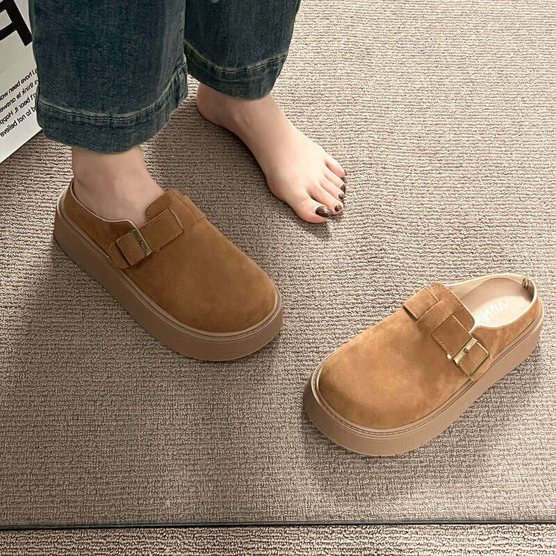 Baotou Half for Women Outwear 2025 Spring Summer New Thick Bottom Height Increasing Slippers