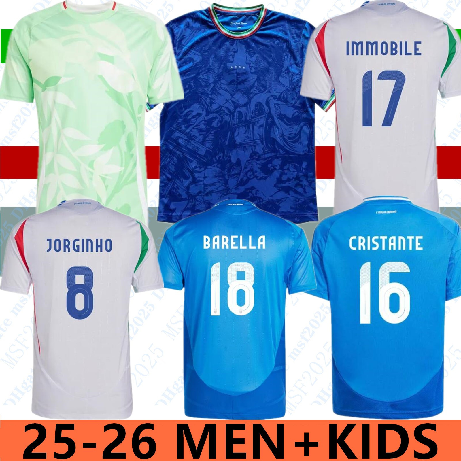 Italy Soccer Jersey 2025 2026 Italian National Team woman Football Shirt SCAMACCA IMMOBILE CHIESA RASPADORI JORGINHO BARELLA BASTONI VERRATTI 888