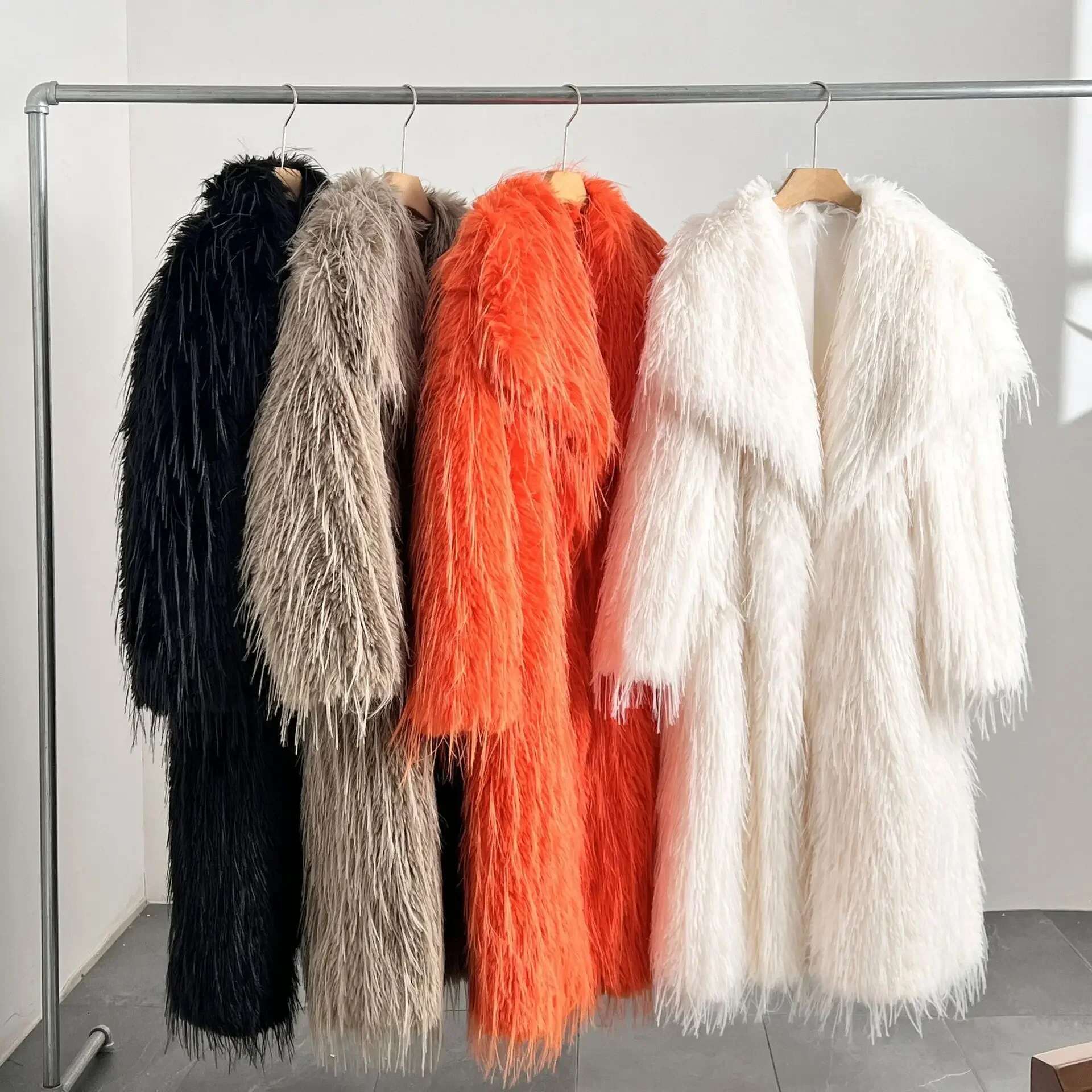 Tassel Extended Solid Color Imitation Fur Autumn And Winter New Wool Coat For Women
