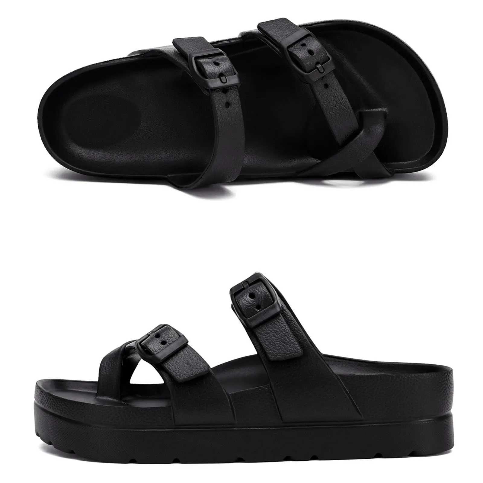 Bebealy Womens Platform Sandals with Arch Support Adjustable Beach Sandal Woman Comfort Lightweight Ultra Cushion Slides Z250617