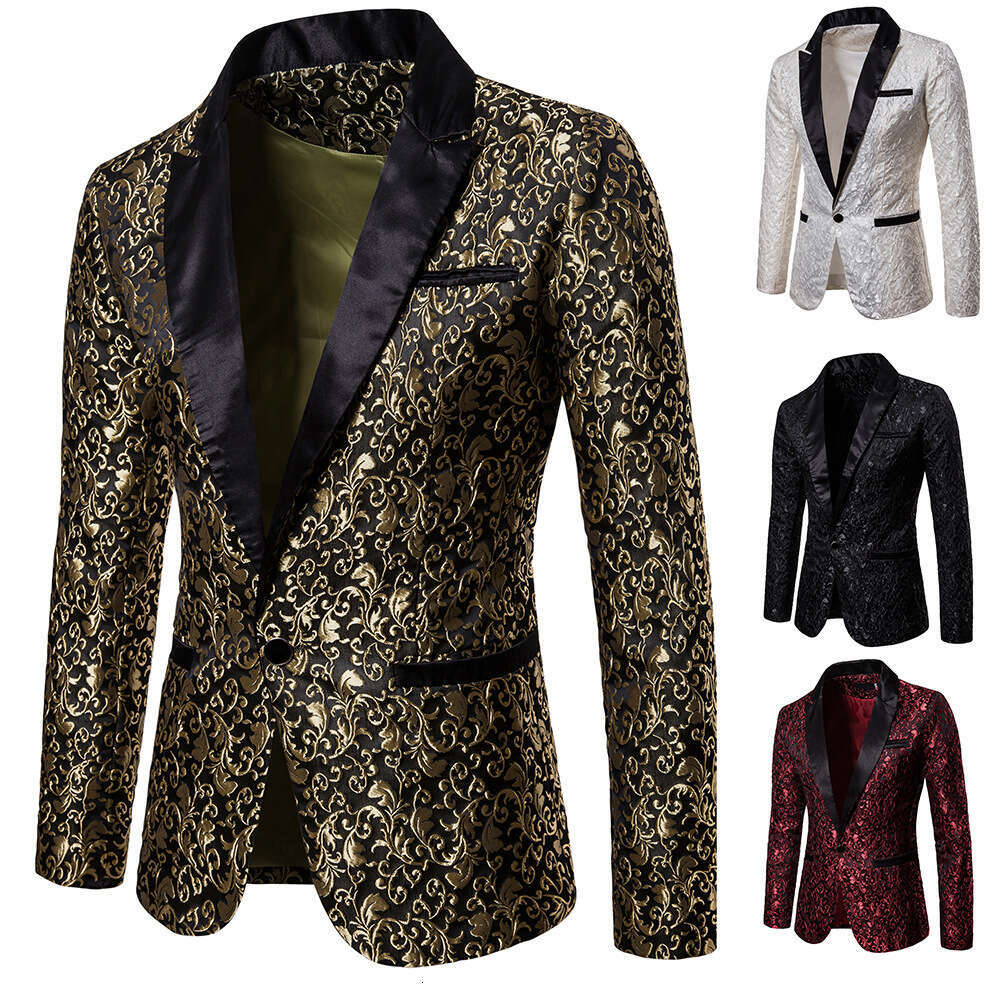 Men's Autumn And Winter Color Large Body Jacquard Fashion Design Formal Men's Lapel Suit Jacket Xz32