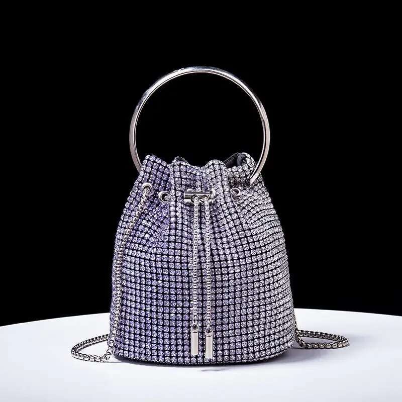 2025 New Bucket Bag For Women Shining Inlaid Dia Bag Fashion Designer Women s Handbag Casual Chain Crossbody Bag Wallet Cosmetics Storage Bag